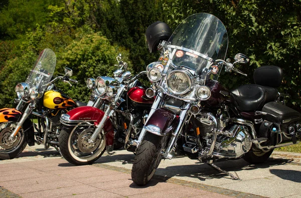 10.07.2023 Bialystok Poland.Harley Davidson motosikletlerinin görüntüsü.