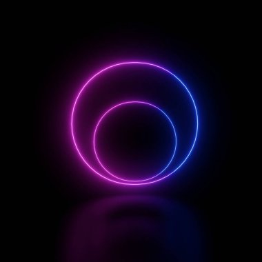 İki daire şekilli Neon Parlayan Işıklar 3D Resim