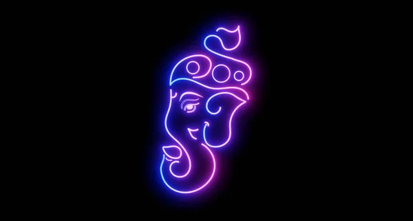 Imagen Dios Ganesha Neón Brillante Luz Ganesh Chaturthi 2022 —  Fotos de Stock
