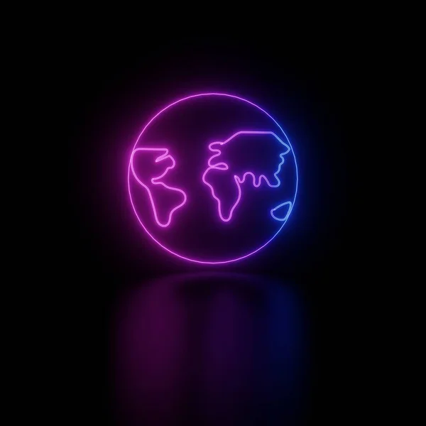 World Map Glowing Icon Logo Neon Glowing Illustration Image — Stok Foto