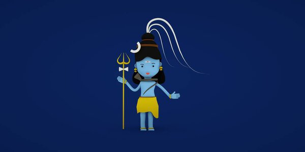 God Shiva 3D illustration Cute Shiva cartoon image