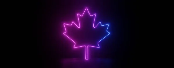 Foglia Acero Neon Glowing Illustrazione Immagine Simbolo Nazionale Del Canada — Foto Stock