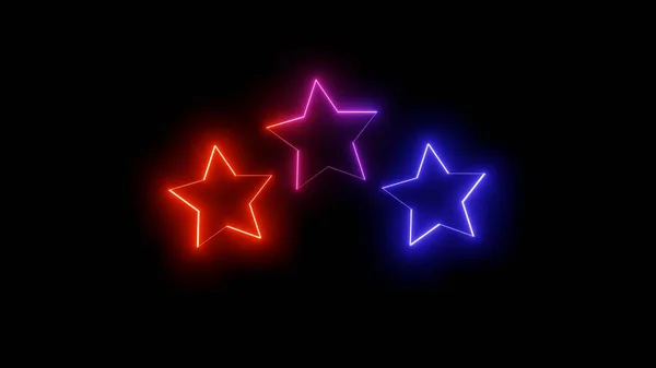 Neon Glowing Stars Image Black Background — Stock Photo, Image