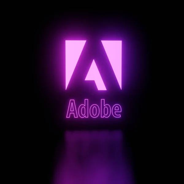 Gambar Adobe Logo Neon Glowing Illustration — Stok Foto