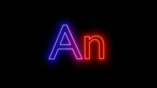 Neon Glödande Adobe Animera Logotyp Bild Svart Bakgrund — Stockfoto