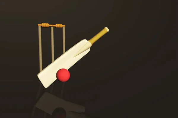Cricket Match Articoli Illustrazione Render Immagine Palla Pipistrello Ecc — Foto Stock