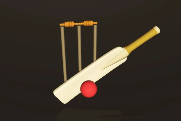 Cricket Match Items Εικονογράφηση Render Εικόνα Bat Ball Κλπ — Φωτογραφία Αρχείου