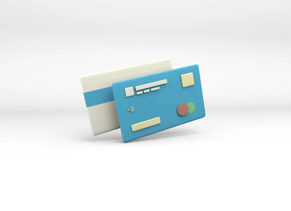 信用卡借记卡3D图解3D渲染 — 图库照片