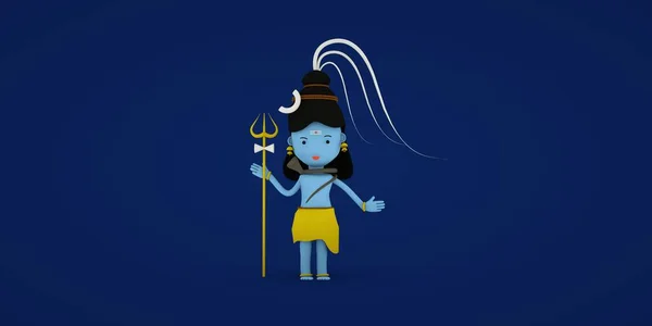 Gott Shiva Illustration Nettes Shiva Cartoon Bild lizenzfreie Stockbilder