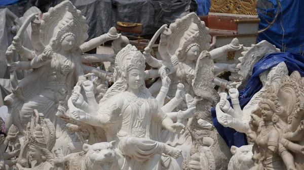 Durga Puja Escultura Progreso Ídolo Hecho Sherawali Mata —  Fotos de Stock