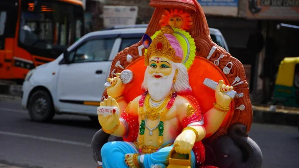 Idole Colorée Faite Vishwakarma Seigneur — Photo