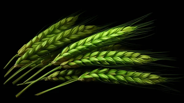 fresh green wheat on black background