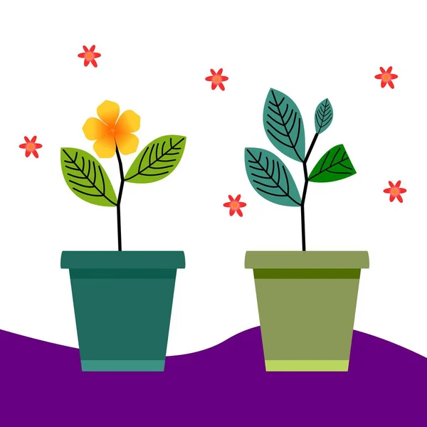 Bitki saksısı ikonu, vektör çiçek bitkisi, bahçe çizimi. Tasarımın ve elementlerin için saksı çiçeği. Güzel çiçek ikonu şablonu. Düz bitki çizimi