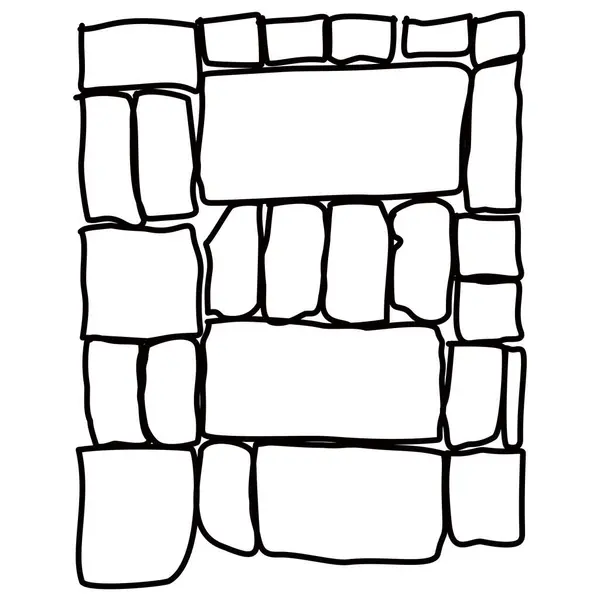 Düzensiz blok şekilli elle çizilmiş taş duvar deseni. Kırsal arka planlar, mimari tasarımlar veya dekoratif baskılar için uygundur..