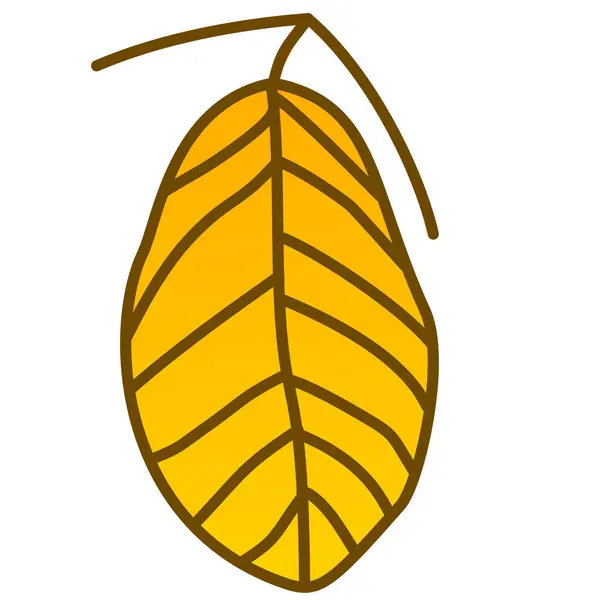 Kahverengi çizgili tek sarı yaprak. Minimum botanik tarzı ve temiz çizgileri var. Doğal tasarım için basit bir şekil. Baskı için zarif bir yaprak. Sıcak tonda modern yaprak ögesi