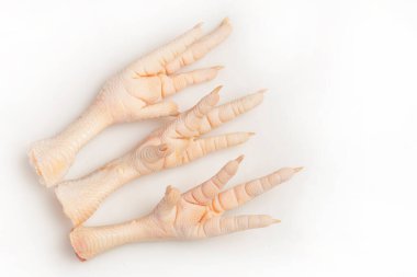 Beyaz arkaplanda tavuk ayağı, metin için boşluk