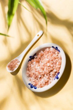 Bulaşıklarınızı Himalaya Pembe Tuzuyla Sarı Arkaplanda Yükseltin