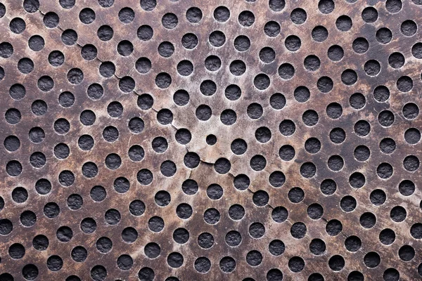 Perforated Metal Bottom Small Circular Holes Top View — Stock Photo, Image