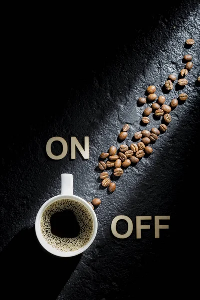 Cangkir Espresso Pada Latar Belakang Hitam Konsep Kopi Mengaktifkan Anda Stok Foto Bebas Royalti