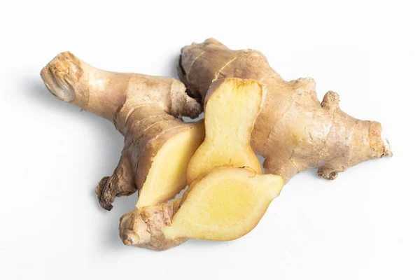 Healthy Ginger Root Isolated White Background Close View Stock Picture
