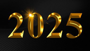Koyu arkaplanda altın rakamlı 2025 numara, yeni yıl.