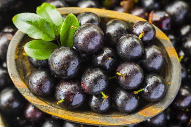 Egzotik ve lezzetli Jaboticaba meyveleri, Amazon kökenli bir meyve, imaj