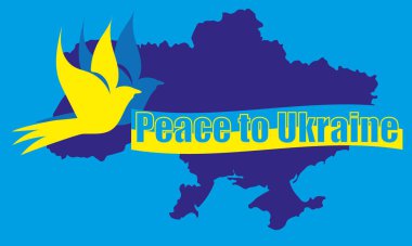 Barış Ukrayna yazıtları barış güvercini haritasının arka planında