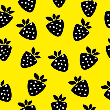 Sarı zemin üzerine çilek deseni