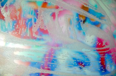 Beyaz köpük dokusu arka planı. Cam temizleyici, sabun, şampuan köpüğü.