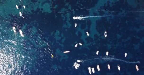 Tetőtől Talpig Hajók Vitorlás Hajók Jachtok Mozognak Földközi Tengeren Kék — Stock videók