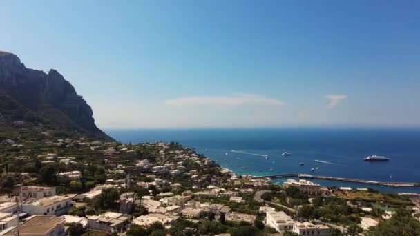 Beyaz Tarihi Kasaba Marina Grande Limanı Capri Adası Napoli Körfezi — Stok video