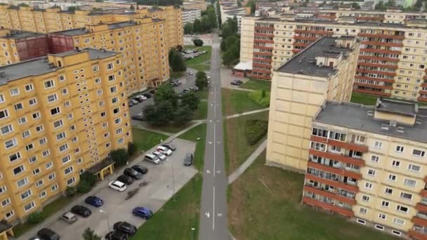 Bâtiment Ancien Style Tchernobyl Vue Aérienne Sur Architecture Soviétique Bloc — Video