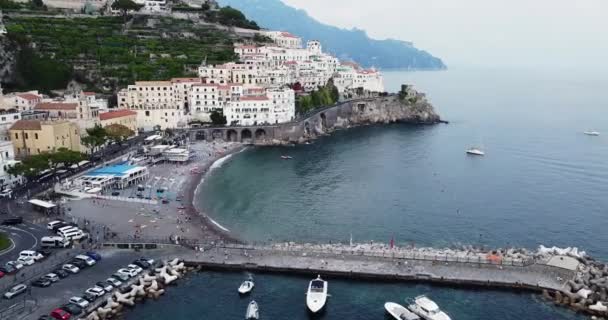 Vídeo Aéreo Drones Del Paraíso Tropical Costa Amalfi Con Exótica — Vídeos de Stock