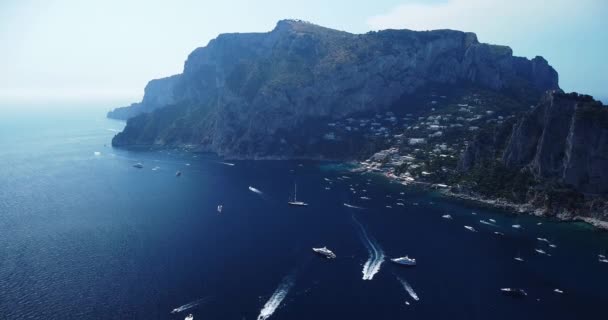 Aerial Drone Video Tropical Paradise Amalfi Coast Postitano Italy Luxury — Stock Video