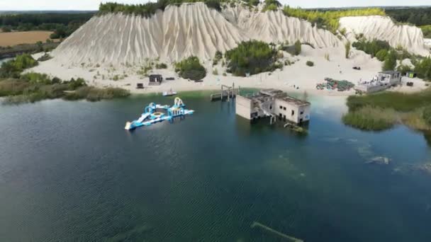 Pedreira Abandonada Rummu Para Extração Calcário Lago Azul Turquesa Com — Vídeo de Stock