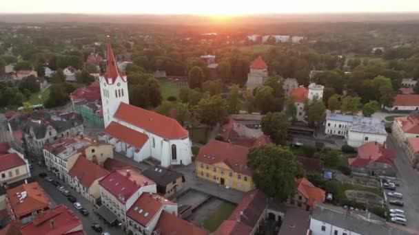 Aerial View Old Town Red Rooftops View Old Town Nordic — Stock Video