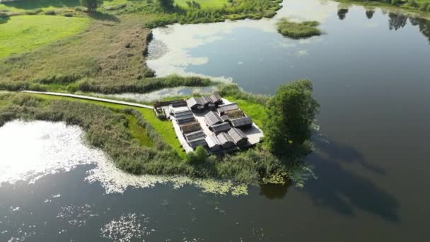 Araisi Lago Dimora Sito Vista Aerea Drone Filmato Costruito Durante — Video Stock