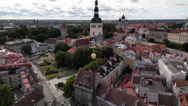타워를 선회하고 에스토니아 그리고 중세의 여름의 날씨입니다 고품질 — 비디오