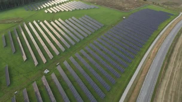 Ecologia Pannelli Delle Centrali Solari Nei Campi Energia Verde Centinaia — Video Stock