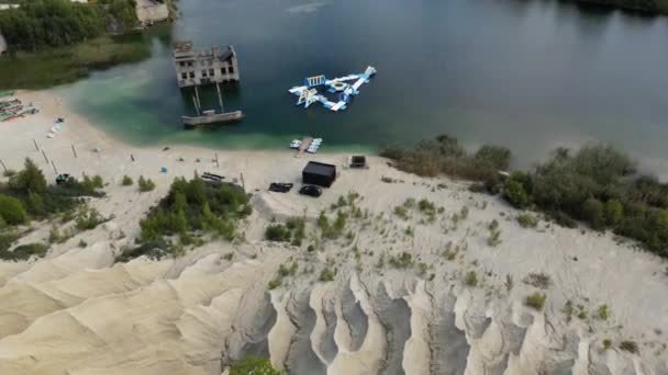 Cantera Abandonada Rummu Para Extracción Piedra Caliza Lago Turquesa Con — Vídeos de Stock