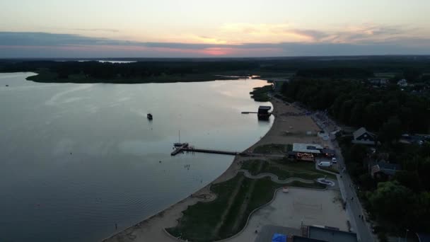 Pond Morning Sunrise Aerial Drone View Flight Summer Evening Summer — Stock Video