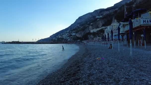 Positano Tourist Destination Amalfi Coast Aerial Time Lapse Hyper Lapse — Stock Video