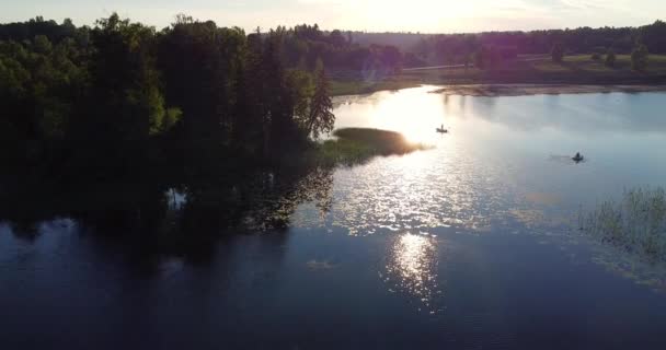 Maison Suédoise Images Aériennes Drone Soir Été Paysage Vert Mer — Video