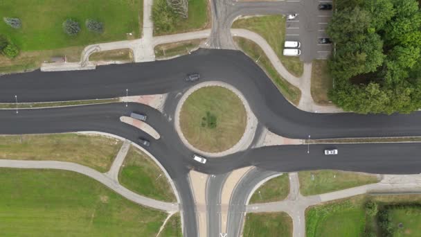 Car Traffic Transportation Circle Roundabout Roundabout Sunny Day Traffic Circle — Vídeo de Stock