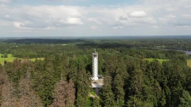 Famous Observation Tower Landmark Deep Forest Tourist Observation Tower Summer — 图库视频影像