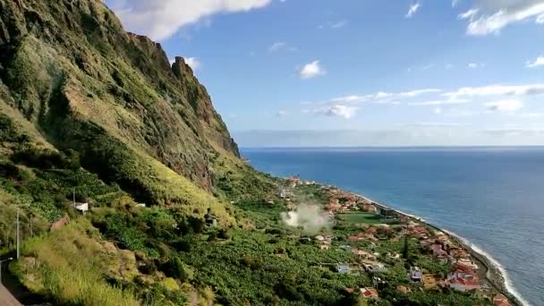 Landscape Madeira Mountain Village Green Mountain Landscape Remote Village Epic — Stockvideo