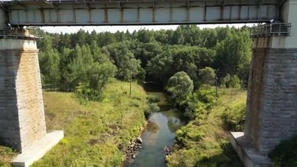 Повітряний Вид Міст Залізничної Колії Залізничний Міст Через Річку Рауна — стокове відео