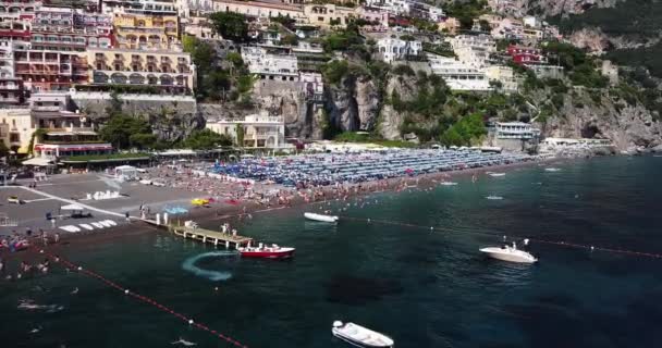 Positano Tourist Destination Amalfi Coast Aerial View Aerial Drone View — Vídeo de Stock