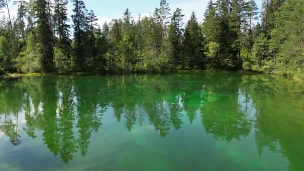 Aerial Turquoise Green Blue Lake Transparent Mineral Water Transparent Water — Wideo stockowe