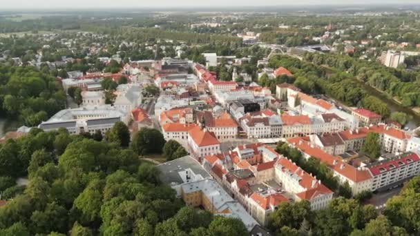 Morning Drone View Town Hall Amazing Sunrise Sunset View Tartu — Stok video